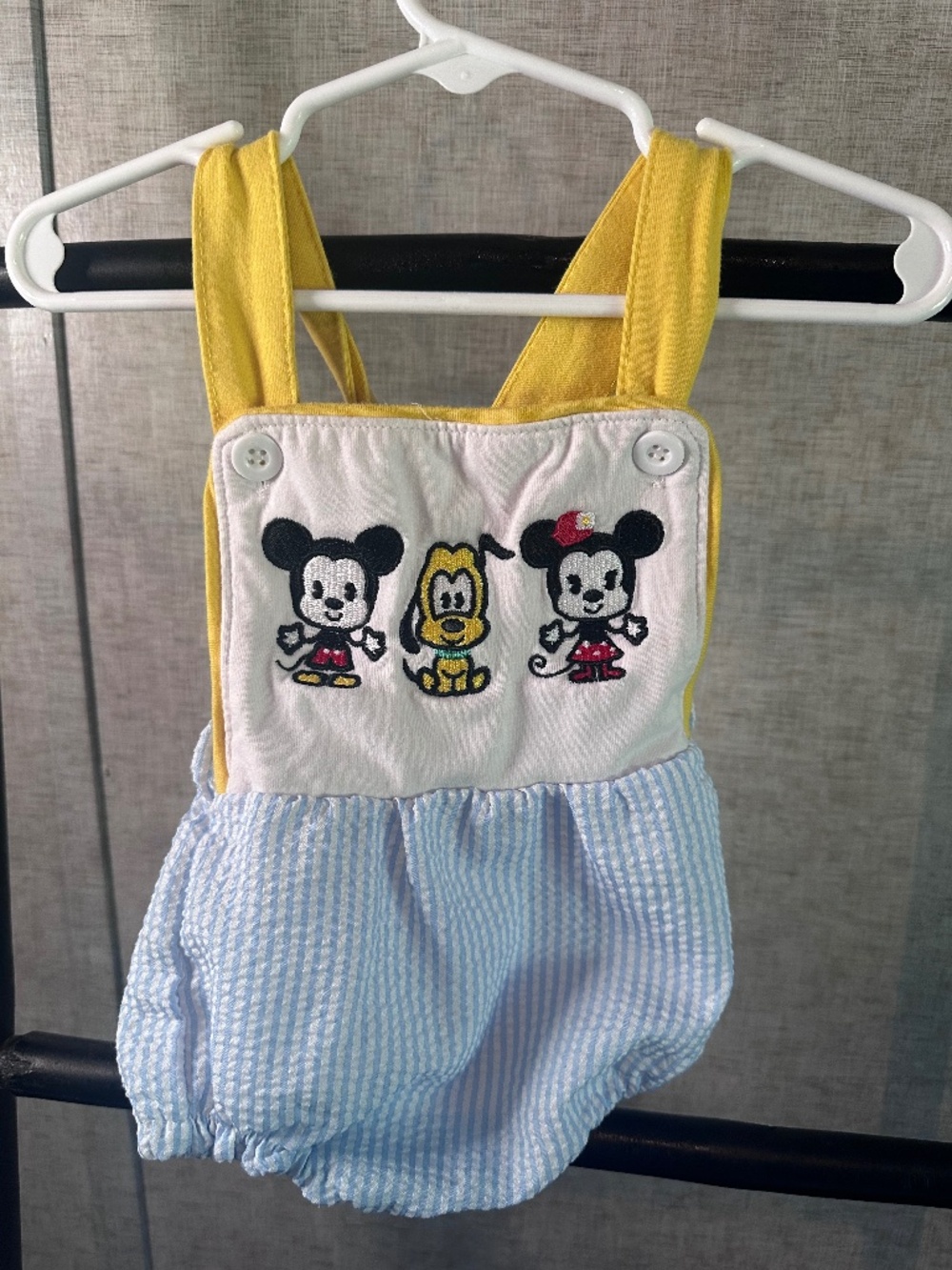 Disney Baby Honey Bean Bubble Romper 12M Mickey Minnie Pluto Seersucker Boutique